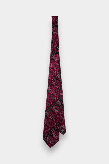 Song-Dynasty-Brocade-Silk-Classic-Tie-Red-Black-Swirl-Jacquard