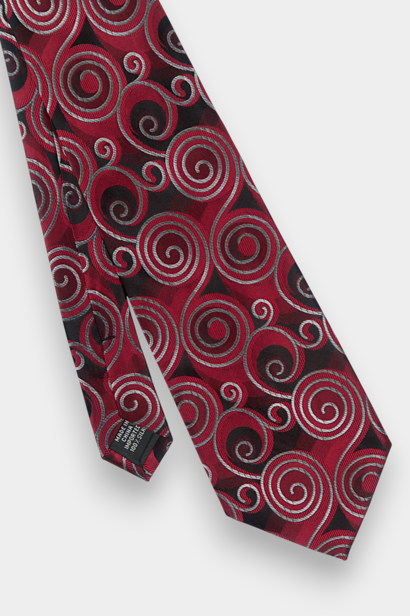Song-Dynasty-Brocade-Silk-Classic-Tie-Red-Black-Swirl-Jacquard