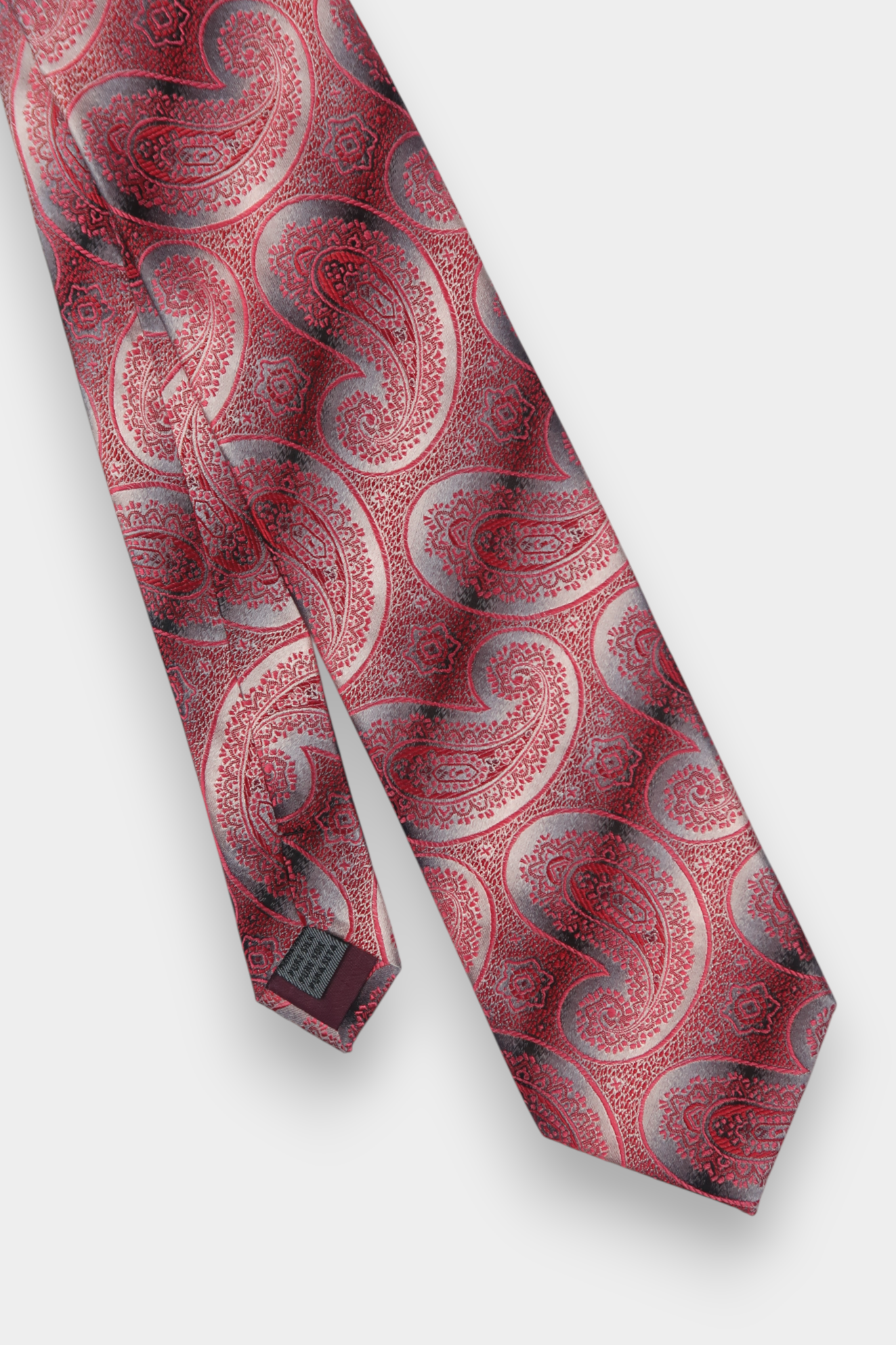 Song-Dynasty-Brocade-Silk-Classic-Tie-Red-Grey-Ombre-Paisley