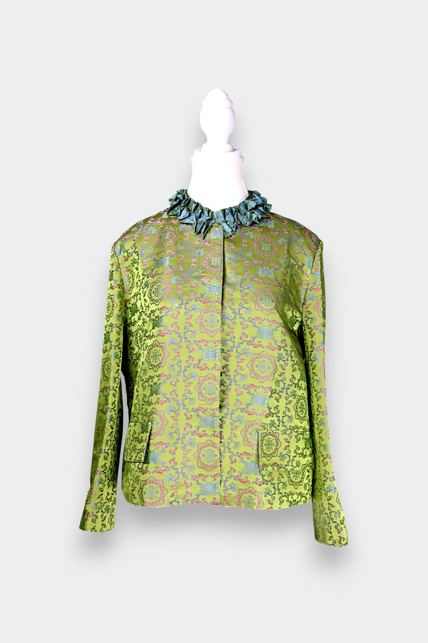 Song Dynasty Brocade Silk Petal-Collar Shirt