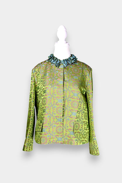 Song Dynasty Brocade Silk Petal-Collar Shirt