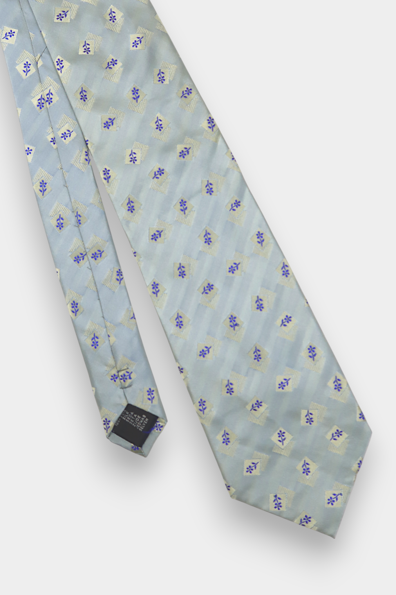 Celadon Floral Song Dynasty Brocade Silk Tie