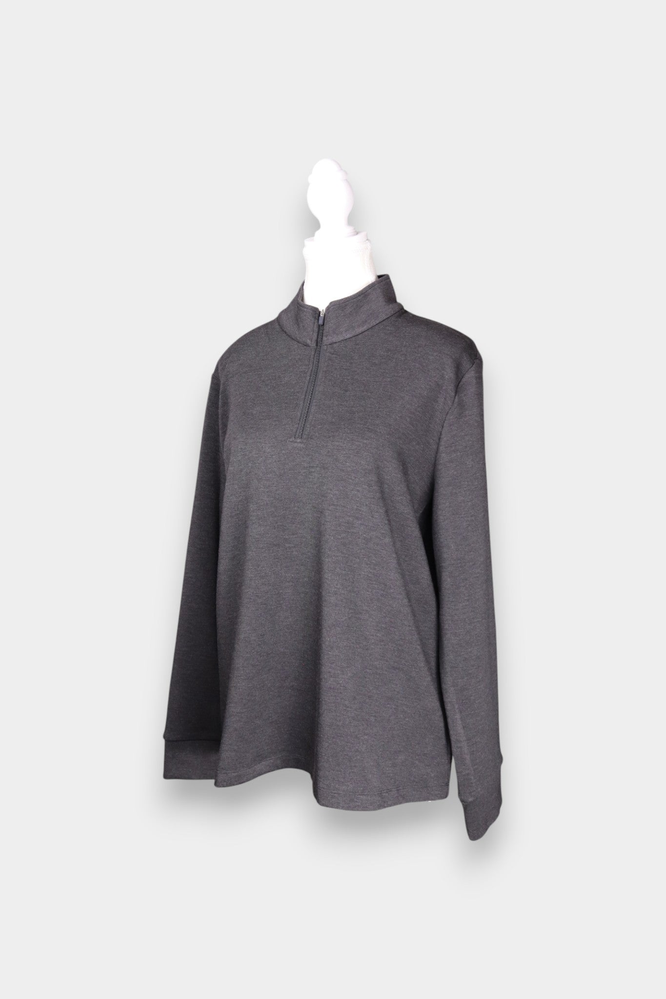 Tussah-Silk-Wool-Blend-Relaxed-Fit-Sweatshirt-Dark-Gray-Left-Side-Look