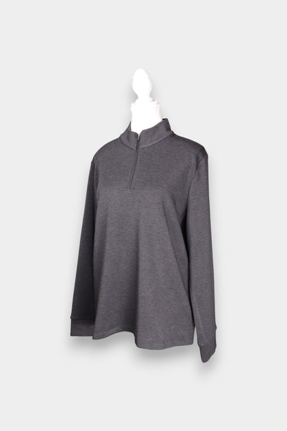 Tussah-Silk-Wool-Blend-Relaxed-Fit-Sweatshirt-Dark-Gray-Left-Side-Look