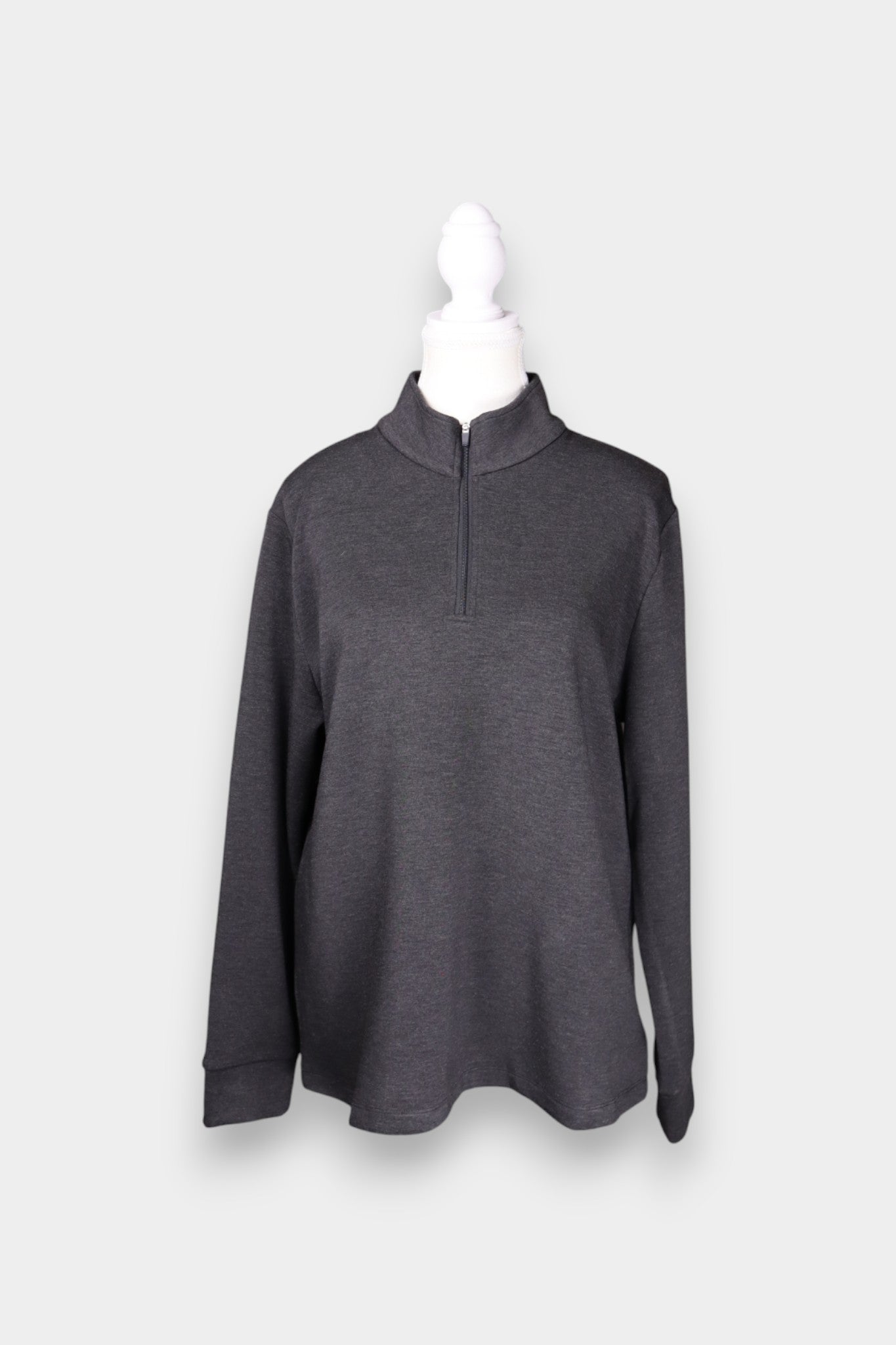 Tussah-Silk-Wool-Blend-Relaxed-Fit-Sweatshirt-Dark-Gray-Front-Look