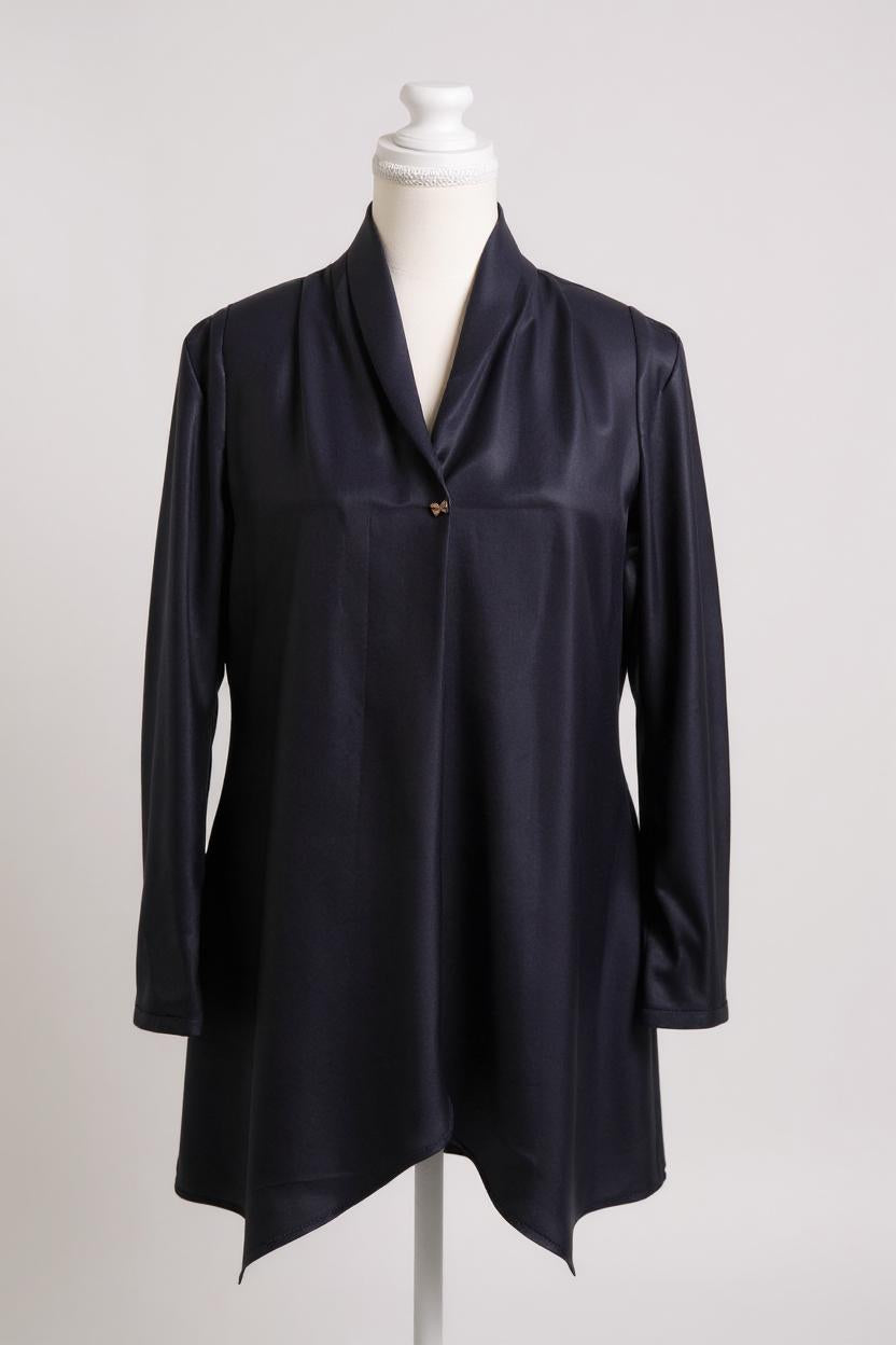 Premium Heavy Mulberry Silk Jacket-Style Blouse | Dark Purple