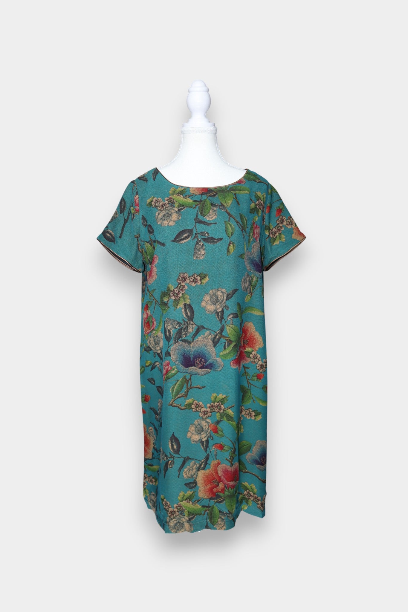 Gambiered Guangdong Gauze Silk Floral Relaxed Dress